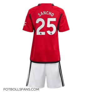 Manchester United Jadon Sancho #25 Replika Hemmatröja Barn 2023-24 Kortärmad (+ Korta byxor)